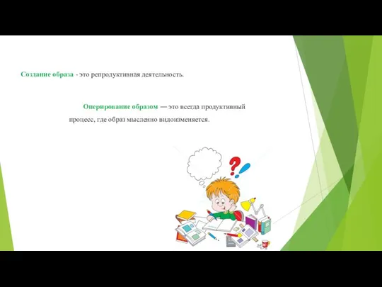 Создание образа - это репродуктивная деятельность. Оперирование образом ― это всегда