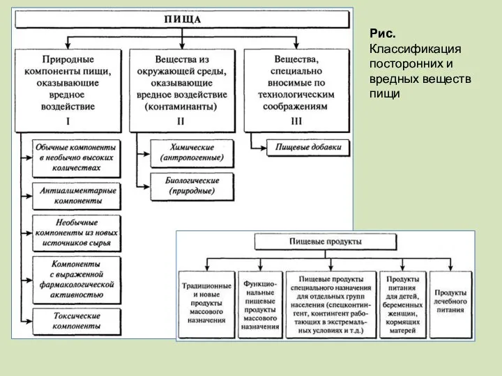 Рис. Классификация посторонних и вредных веществ пищи