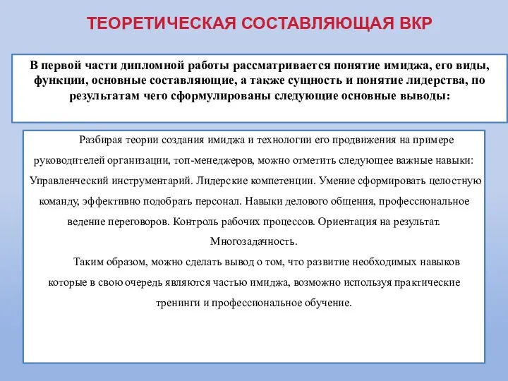 В первой части дипломной работы рассматривается понятие имиджа, его виды, функции,