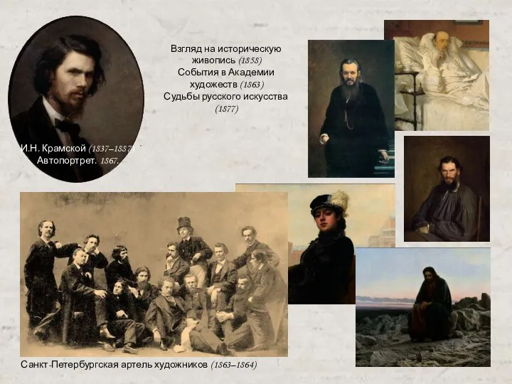 И.Н. Крамской (1837–1887). Автопортрет. 1867. Санкт-Петербургская артель художников (1863–1864) Взгляд на
