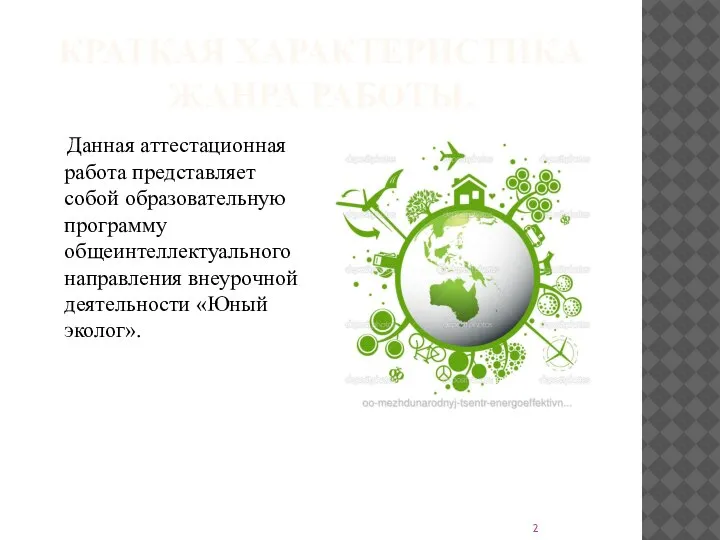 КРАТКАЯ ХАРАКТЕРИСТИКА ЖАНРА РАБОТЫ. Данная аттестационная работа представляет собой образовательную программу