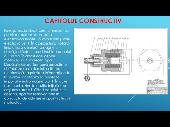 CAPITOLUL CONSTRUCTIV Funcționează după cum urmează. La pornirea motorului, unitatea electronică