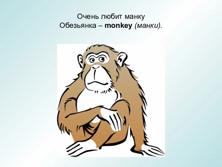 Очень любит манку Обезьянка – monkey (манки).