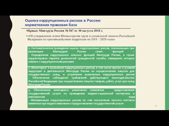 Оценка коррупционных рисков в России: нормативная правовая база Приказ Минтруда России