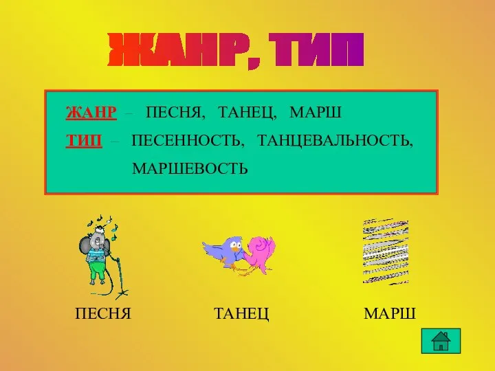 ПЕСНЯ МАРШ ТАНЕЦ ЖАНР, ТИП