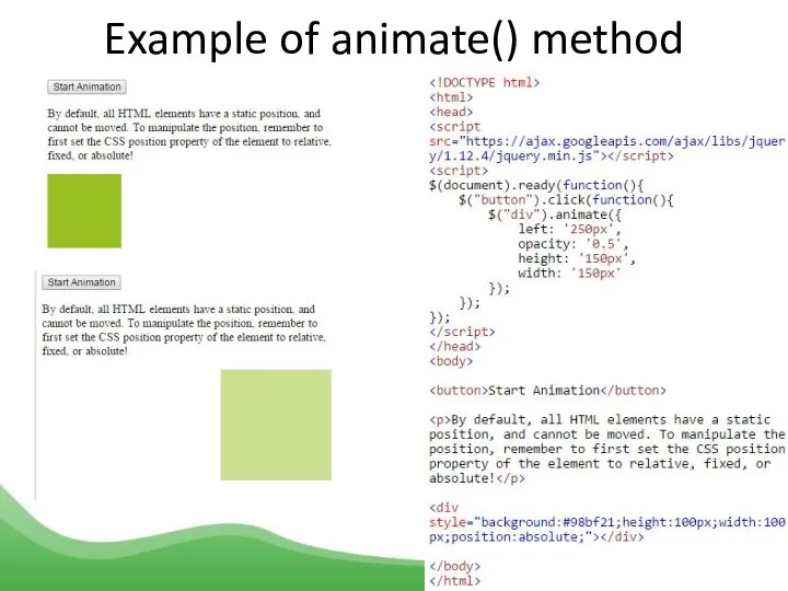 Example of animate() method