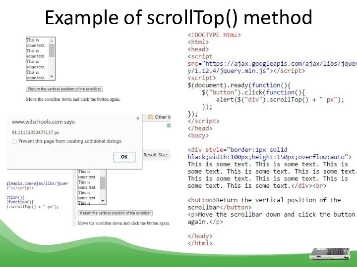 Example of scrollTop() method