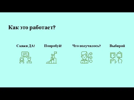 Как это работает? Скажи ДА! Попробуй! Что получилось? Выбирай