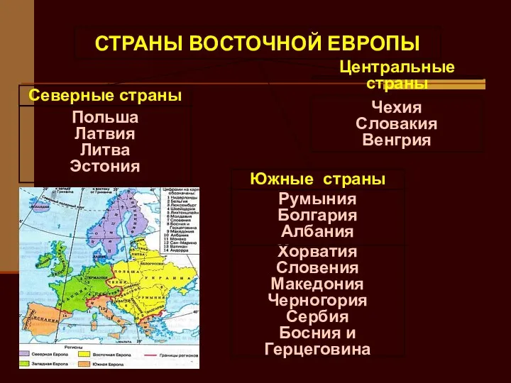 Чехия Словакия Венгрия Хорватия Словения Македония Черногория Сербия Босния и Герцеговина