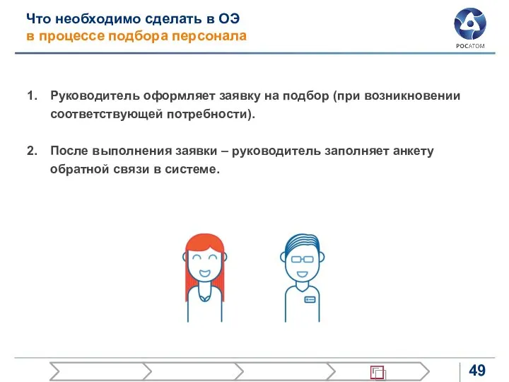 Что необходимо сделать в ОЭ в процессе подбора персонала Руководитель оформляет