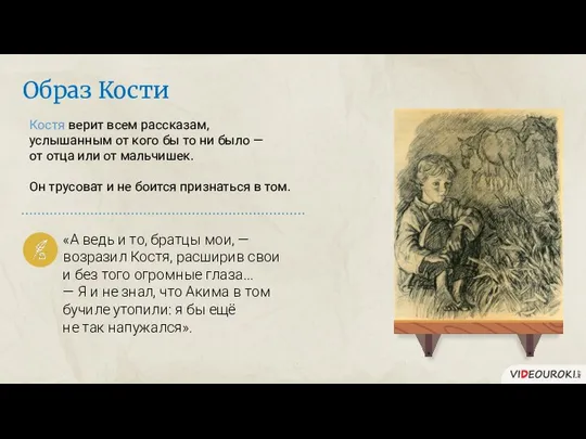 Образ Кости Костя верит всем рассказам, услышанным от кого бы то