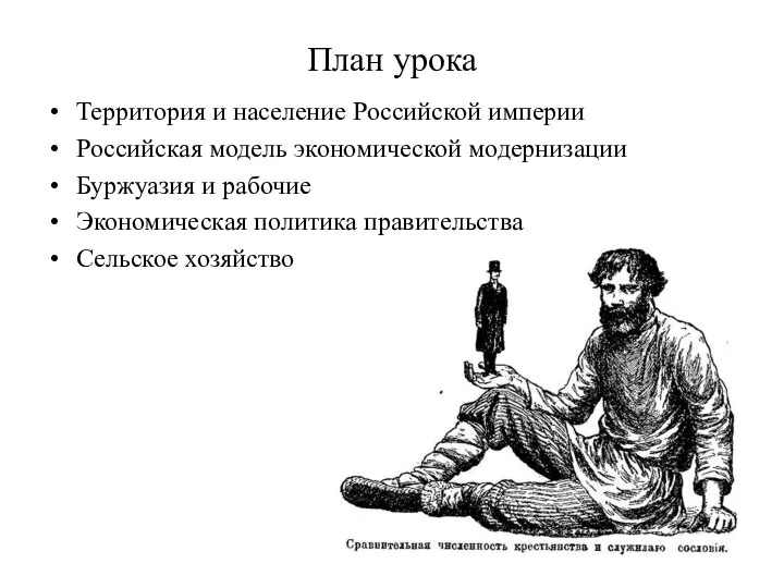 План урока Территория и население Российской империи Российская модель экономической модернизации