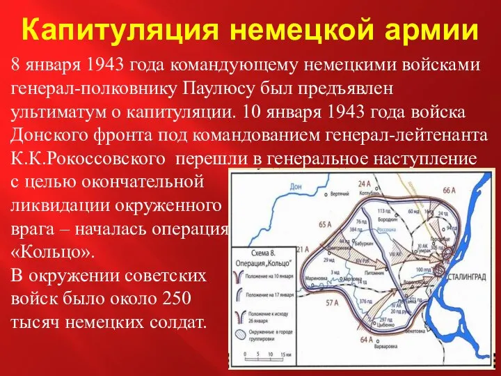 Капитуляция немецкой армии 8 января 1943 года командующему немецкими войсками генерал-полковнику