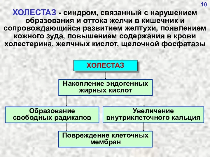 10 ХОЛЕСТАЗ - синдром, связанный с нарушением образования и оттока желчи