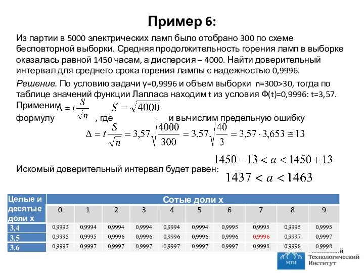 Пример 6: Из партии в 5000 электрических ламп было отобрано 300