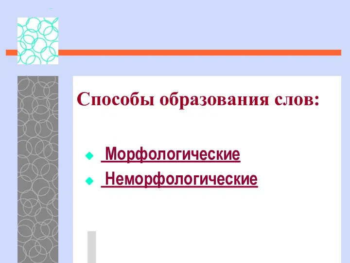 Способы образования слов: Морфологические Неморфологические