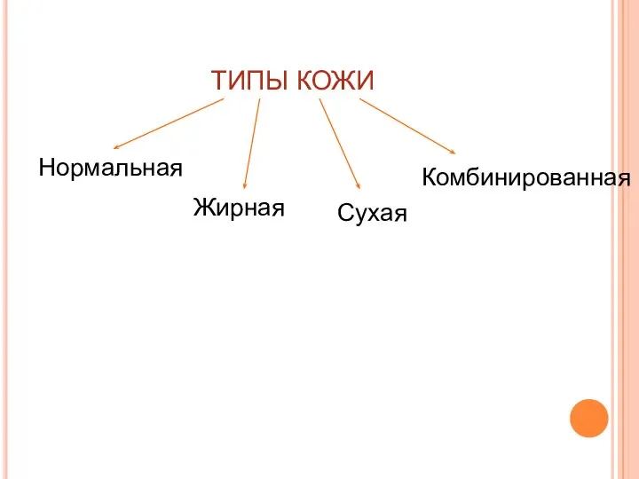 ТИПЫ КОЖИ Нормальная Жирная Сухая Комбинированная