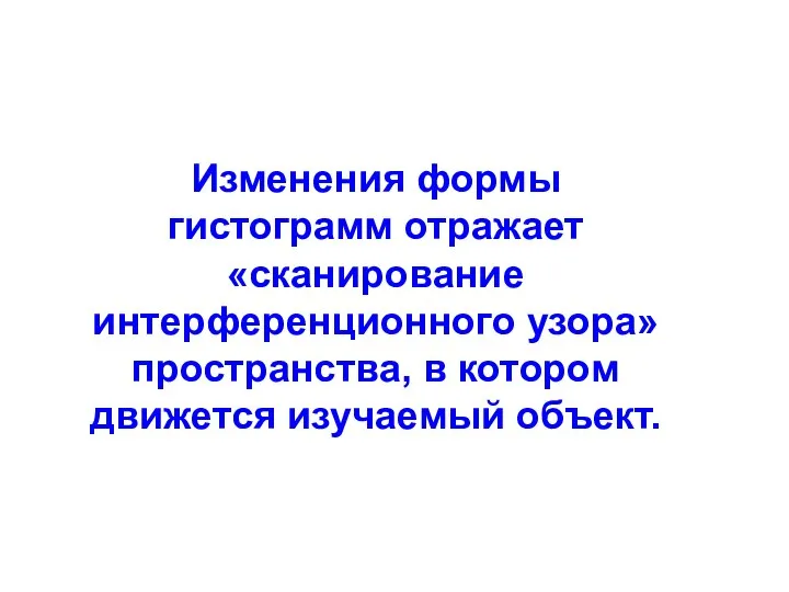 Изменения формы гистограмм отражает «сканирование интерференционного узора» пространства, в котором движется изучаемый объект.