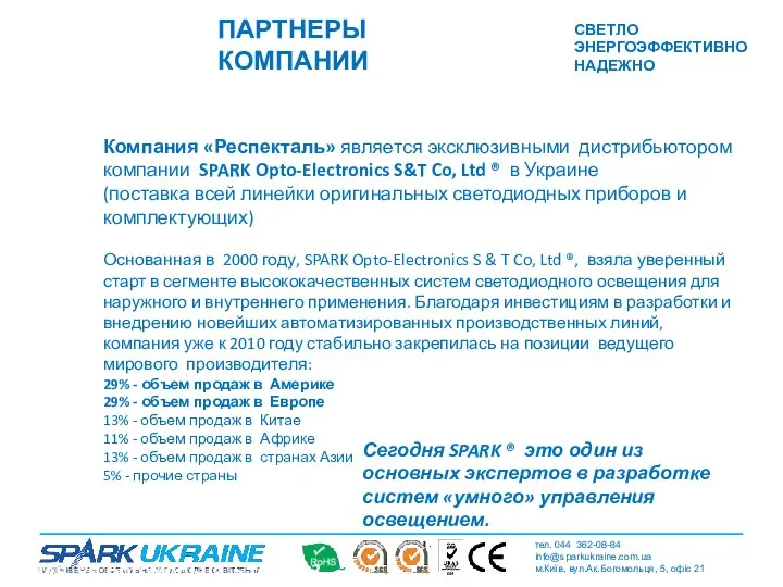 г.Киев, ул.Богомольца, 5 тел. 383 33 75 Компания «Респекталь» является эксклюзивными