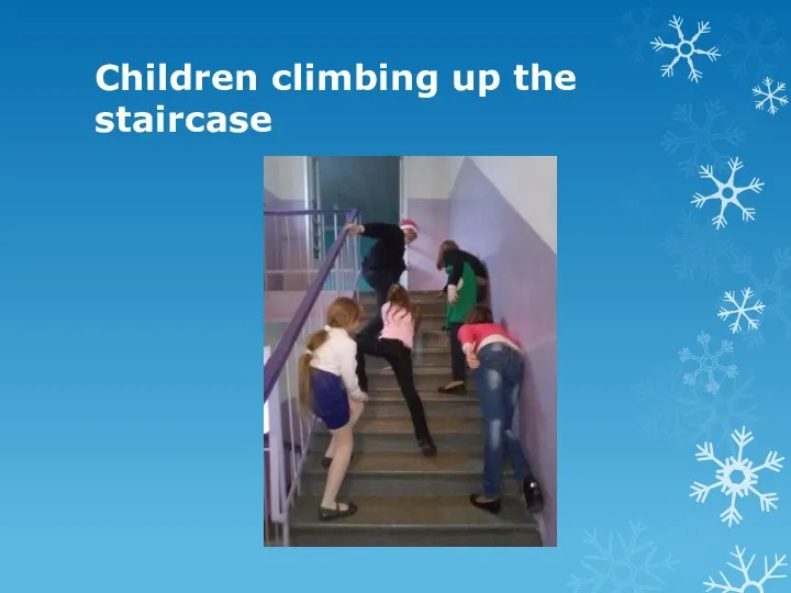 Children climbing up the staircase