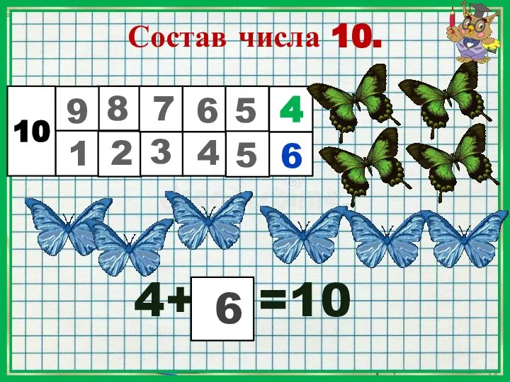 Состав числа 10. 4+ =10 10 1 8 2 9 7