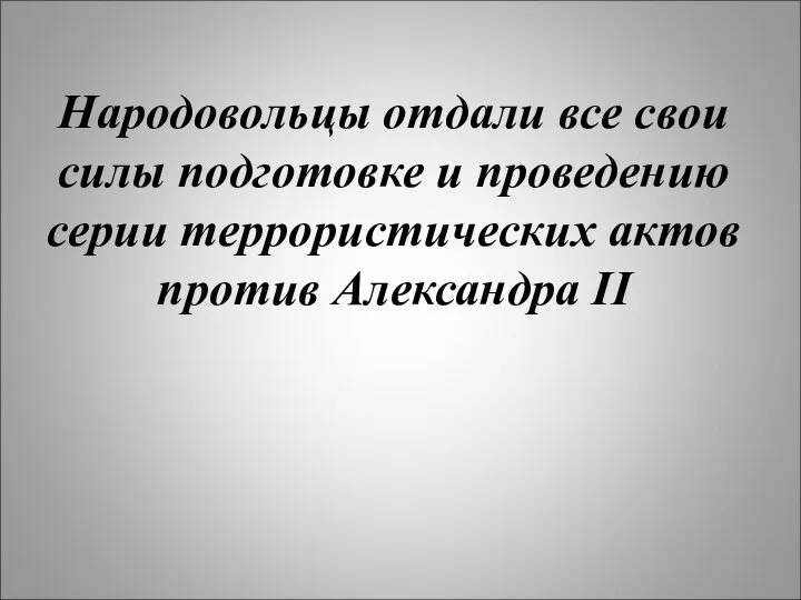 Народовольцы отдали все свои силы подготовке и проведению серии террористических актов против Александра II