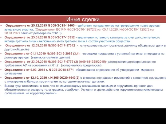 Иные сделки Определение от 25.12.2015 N 308-ЭС15-11405 - действия, направленные на