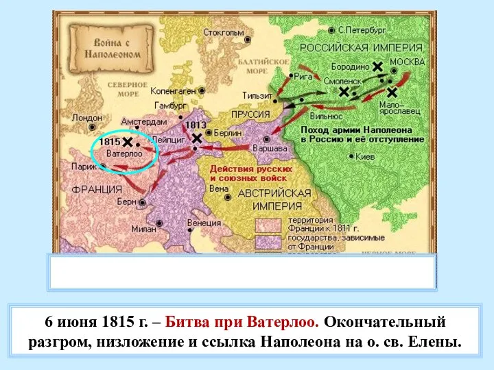 6 июня 1815 г. – Битва при Ватерлоо. Окончательный разгром, низложение