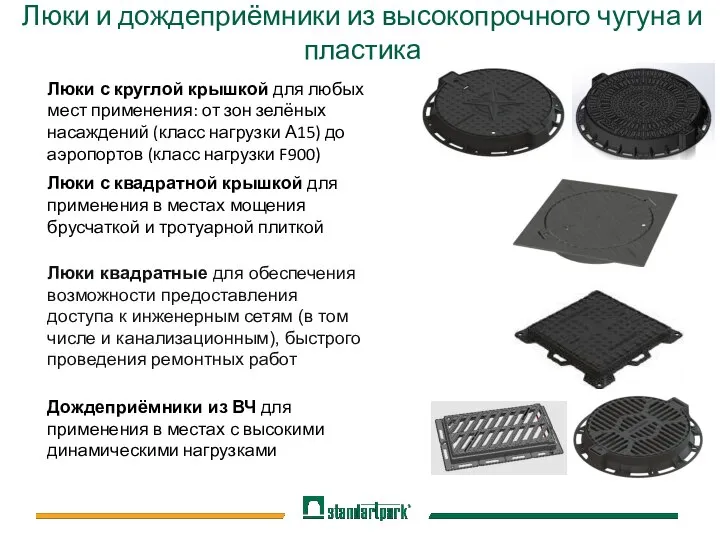 Люки и дождеприёмники из высокопрочного чугуна и пластика Люки с круглой