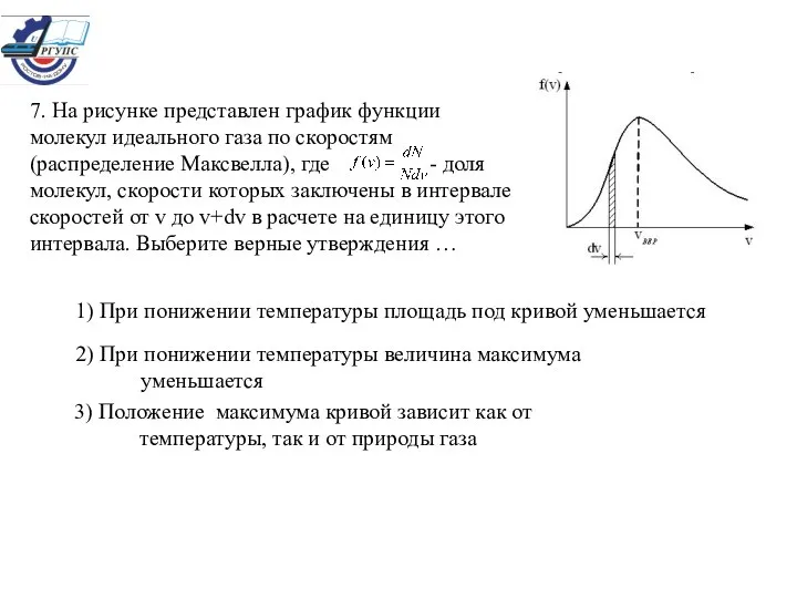 1) При понижении температуры площадь под кривой уменьшается 2) При понижении