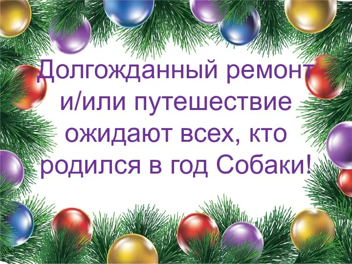 Долгожданный ремонт и/или путешествие ожидают всех, кто родился в год Собаки!