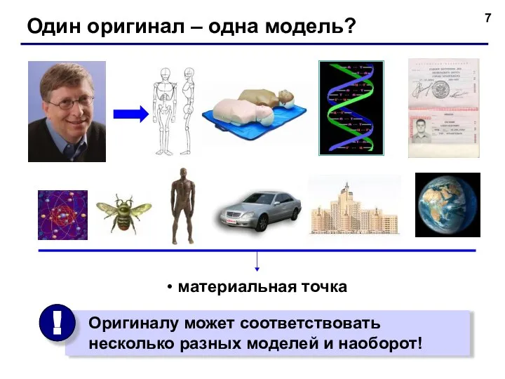 Один оригинал – одна модель? материальная точка