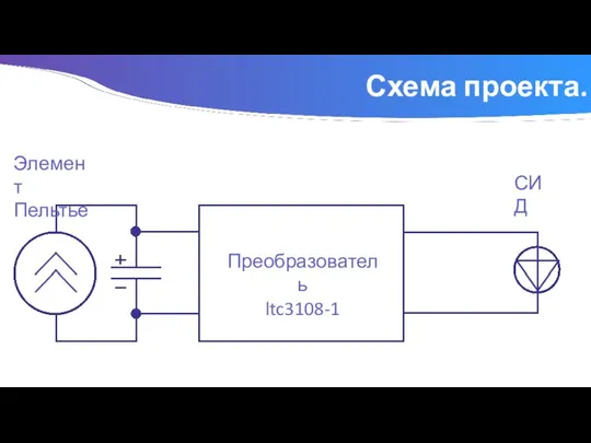 Схема проекта. Преобразователь ltc3108-1 Элемент Пельтье СИД