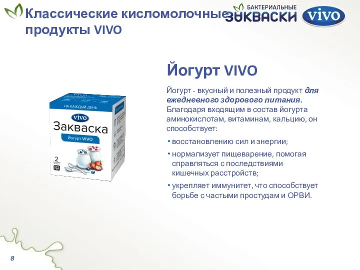 Йогурт VIVO Йогурт - вкусный и полезный продукт для ежедневного здорового