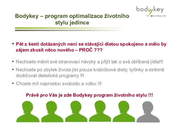 Bodykey – program optimalizace životního stylu jedince Pět z šesti dotázaných