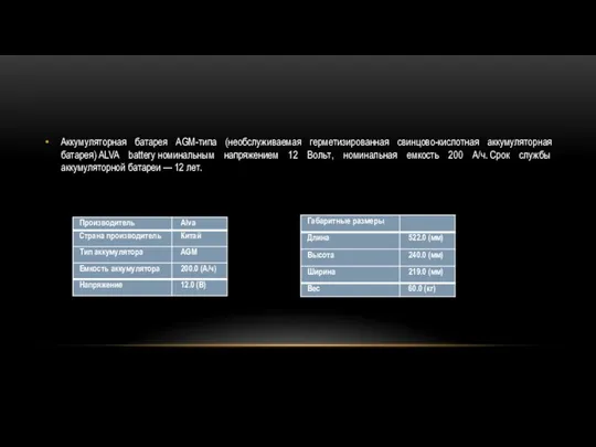 Аккумуляторная батарея AGM-типа (необслуживаемая герметизированная свинцово-кислотная аккумуляторная батарея) ALVA battery номинальным