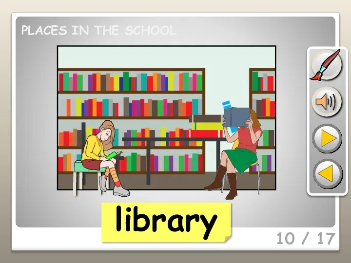 10 / 17 library PLACES IN THE SCHOOL