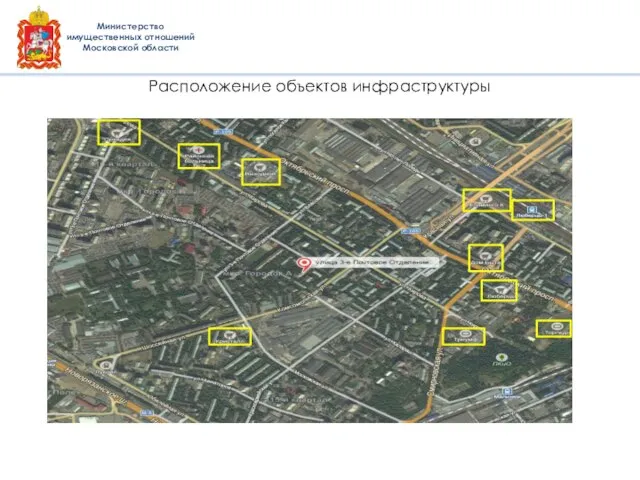 Министерство имущественных отношений Московской области Расположение объектов инфраструктуры