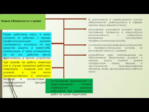 Новые обязанности и права В дополнение к имеющемуся списку обязанностей работодателя