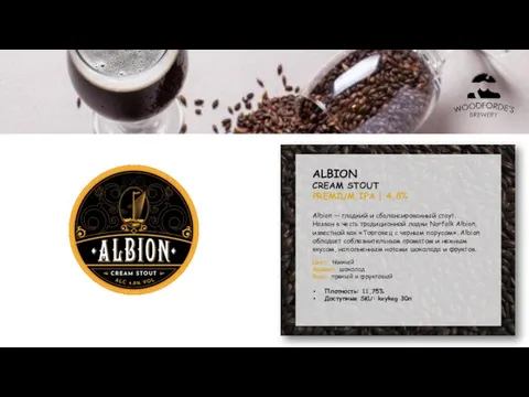 ALBION CREAM STOUT PREMIUM IPA | 4,8% Albion — гладкий и