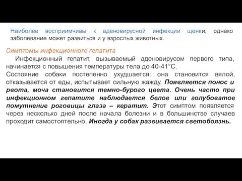 Симптомы инфекционного гепатита Инфекционный гепатит, вызываемый аденовирусом первого типа, начинается с