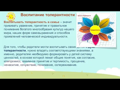 Для того, чтобы родители могли воспитывать своих детей в духе толерантности,