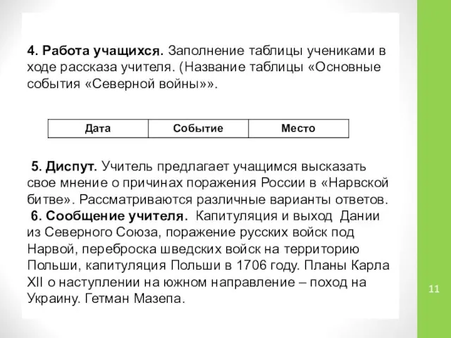 4. Работа учащихся. Заполнение таблицы учениками в ходе рассказа учителя. (Название