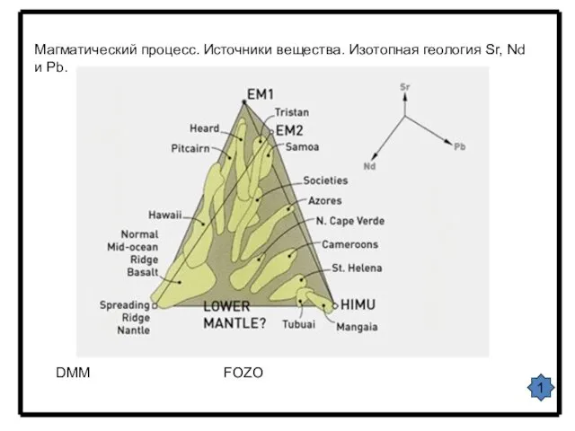 1 Магматический процесс. Источники вещества. Изотопная геология Sr, Nd и Pb. FOZO DMM