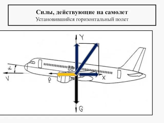 Силы, действующие на самолет Установившийся горизонтальный полет