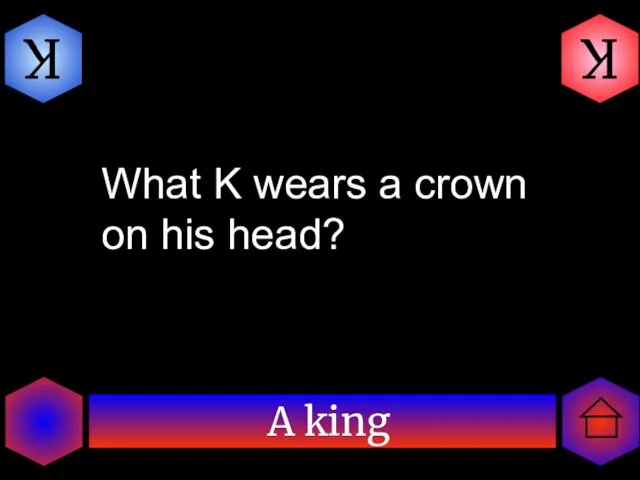 A king K K What K wears a crown on his head?