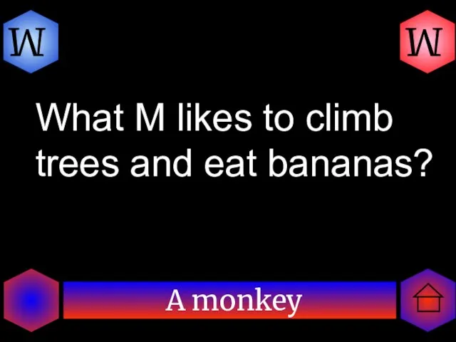 A monkey M M What M likes to climb trees and eat bananas?
