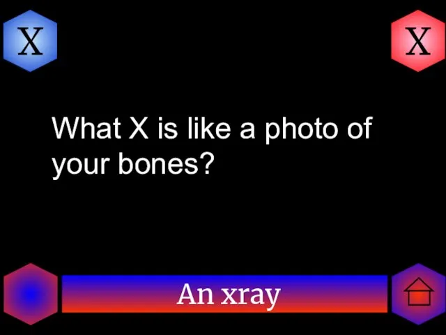 An xray X X What X is like a photo of your bones?