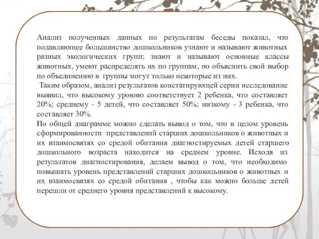 Анализ полученных данных по результатам беседы показал, что подавляющее большинство дошкольников