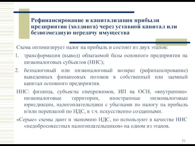 Рефинансирование и капитализация прибыли предприятия (холдинга) через уставной капитал или безвозмездную